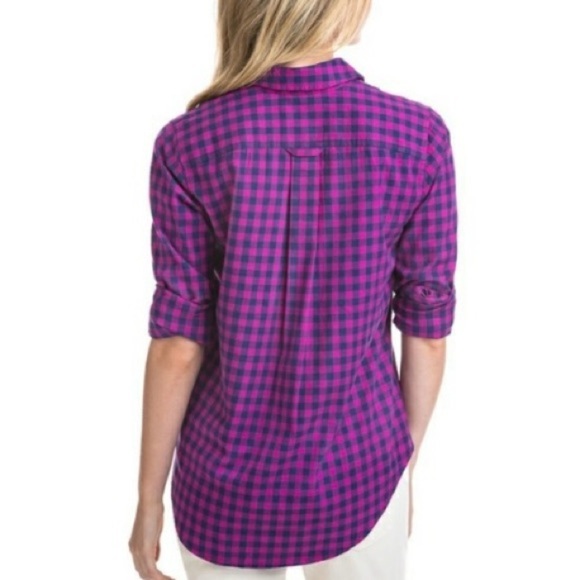 VINEYARD VINES with Cashmere Pink Blue Gingham Plaid Button-Up Shirt Women's S - Picture 11 of 16